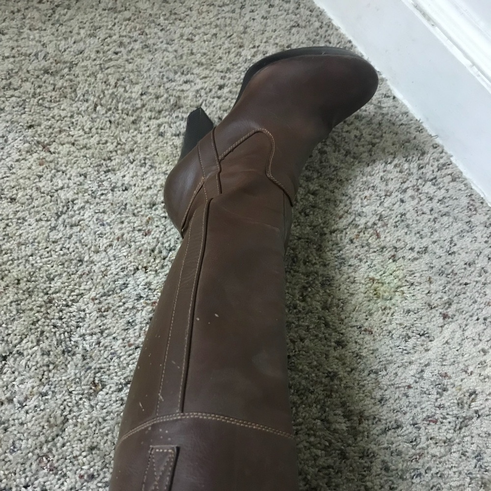 Pleather platform brown boots